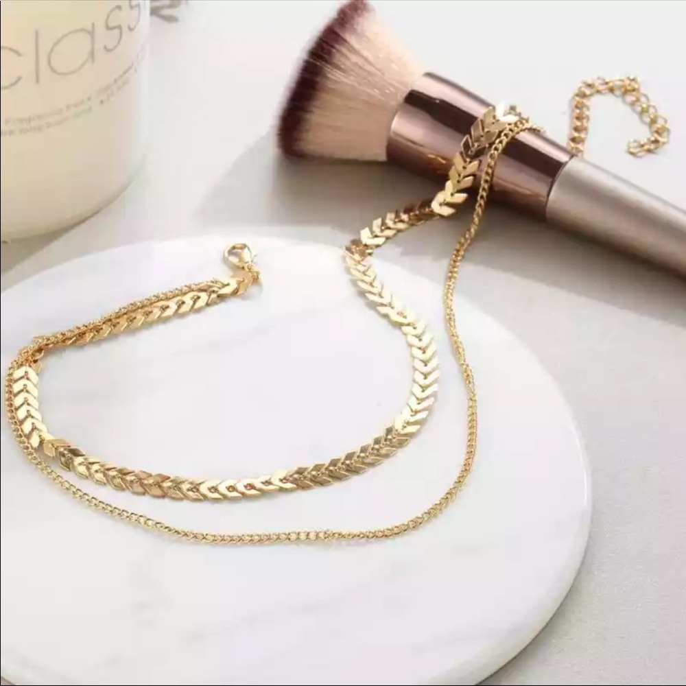 Fishbone Gold Silver Choker Boho Chain Necklace - Picture 3 of 8